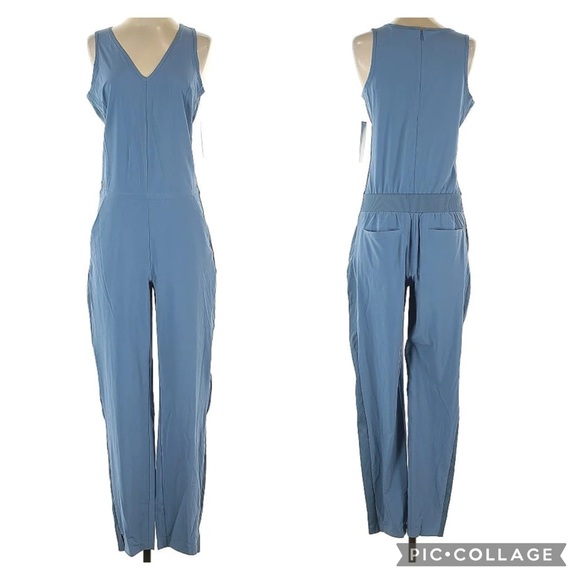 NWT Athleta Brooklyn Jumpsuit Combinasion Brooklyn Blue Size 26 - Picture 3 of 11